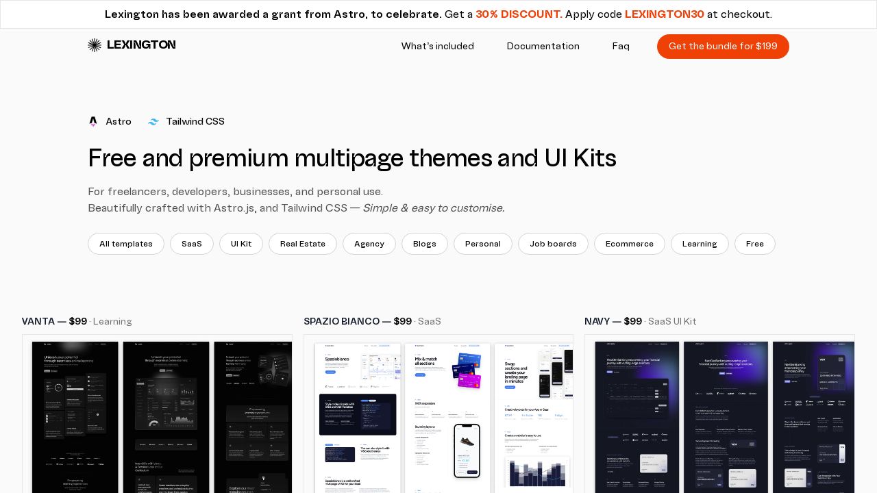 Lexington Themes Bundle - 29 Tailwind Templates